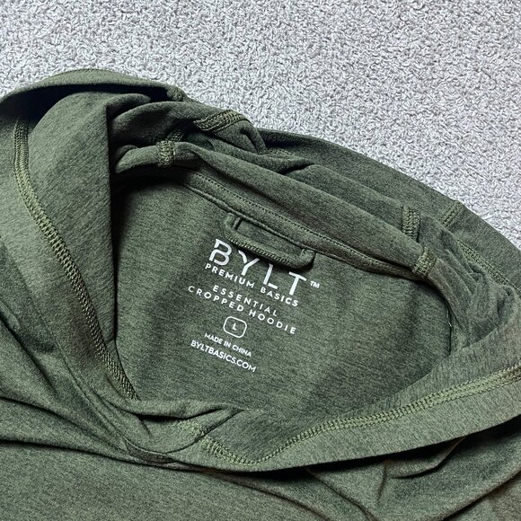 BYLT Premium Basics Essential Cropped Soft Jersey Hoodie Women's Large - Picture 4 of 6